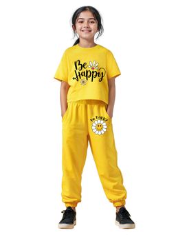 Trampoline - Yellow Cotton Blend T-Shirt with Joggers