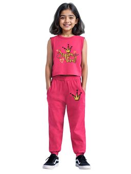 Trampoline - Pink Cotton Blend T-Shirt with Joggers