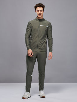 Technosport - Men Olive Solid Slim Fit Tracksuits with Duracool+
