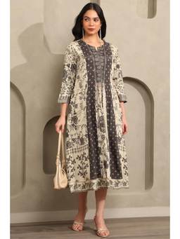 Soch - Women Beige Printed Muslin Dress