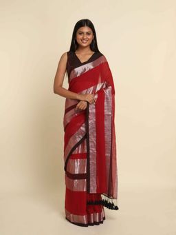 Suta - Red Stripes Cotton Blend Saree