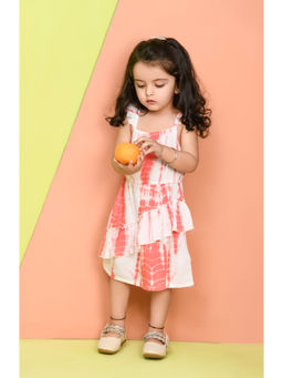 Beebay - Pink Tie-dye Asymmetric Frill Dress