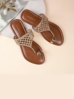 LAZERA SHOES - Rose Gold Effortless Everyday Casual One Toe Flats