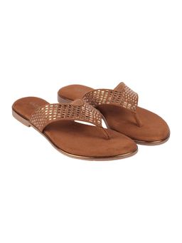 LAZERA SHOES - Gold Glint Grid Comfort Round Toe Flats