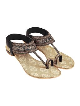 LAZERA SHOES - Black Ethnic Toe-Ring One Toe Flats
