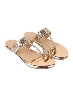 LAZERA SHOES - Rose Gold Effortless Everyday Casual One Toe Kolhapuris