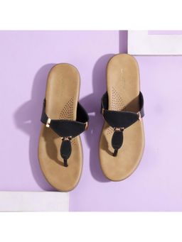 LAZERA SHOES - Black Everyday Comfort Toe-Ring Round Toe Flats