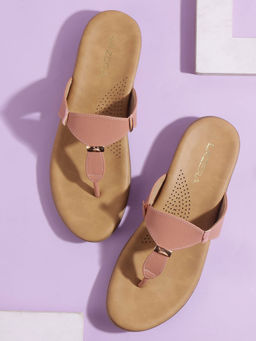 LAZERA SHOES - Peach Everyday Comfort Toe-Ring Round Toe Flats
