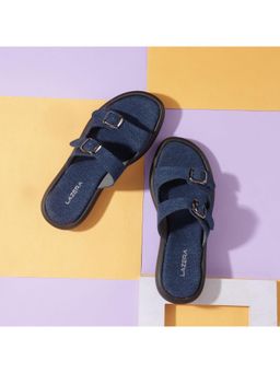 LAZERA SHOES - Blue Comfort Sliders Round Toe Flats