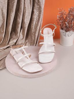 LAZERA SHOES - Gold Elegant Strappy Square Toe Flats