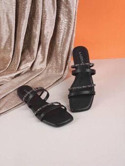 LAZERA SHOES - Black Elegant Multi-Strap Square Toe Flats