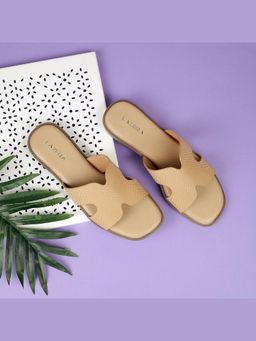 LAZERA SHOES - Black Textured Slip-On Round Toe Flats