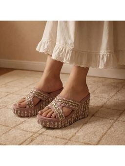 RETTROSE - The Ruth Nude Hand Embellished Luxury Wedge Shoe