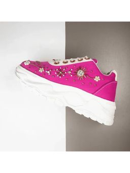 RETTROSE - The Annabelle Luxury Hot Pink Satin Embellished Trainer