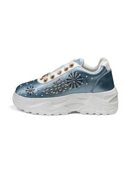RETTROSE - The Lauren Luxury Dusky Blue Satin Embellished Trainer