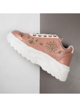 RETTROSE - The Adriana Luxury Nude Satin Embellished Trainer