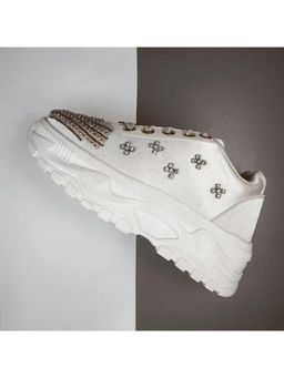 RETTROSE - The Jayla Luxury Cream Satin Embellished Trainer