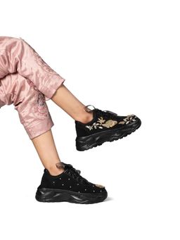 RETTROSE - The Bella Luxury Rose Black Embellished Trainer