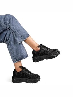 RETTROSE - The Solena Luxury Starburst Sequin Black Embellished Trainer