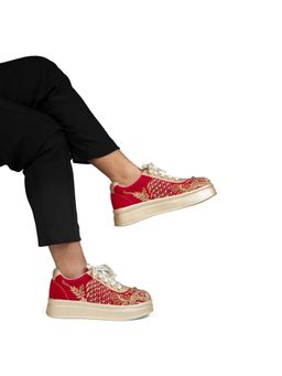 RETTROSE - The Sorelle Luxury Crown Red Embellished Trainer