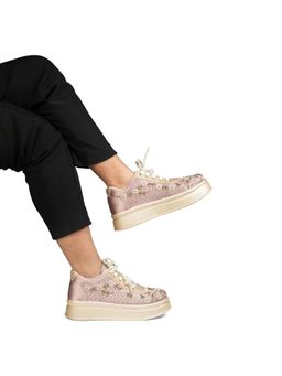 RETTROSE - The Delphine Luxury Blush Bloom Embellished Trainer