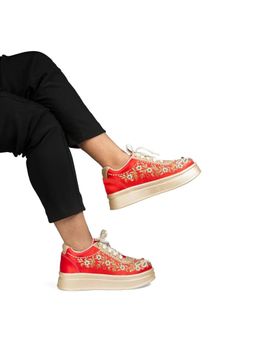 RETTROSE - The Scarlett Luxury Radiant Garden Red Embellished Trainer