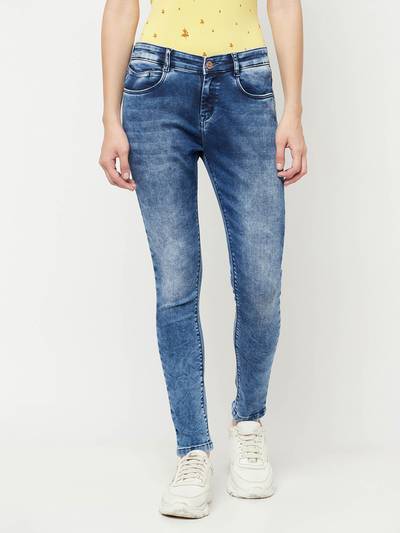 Women Blue Solid Heavy Fade Jeans