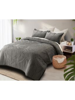 HOSTA HOMES - Grey Bedcover with 2 Pillow Covers