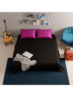 QuirkLoom - Things I Want To Do Plain Satin Double Bedsheet with 2 Pillow Covers