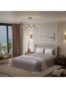 Stoa Paris - Grey Polyester Satin King Size Bedsheet with 2 Pillow Covers