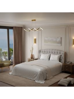 Stoa Paris - Blue Polyester Satin King Size Bedsheet with 2 Pillow Covers