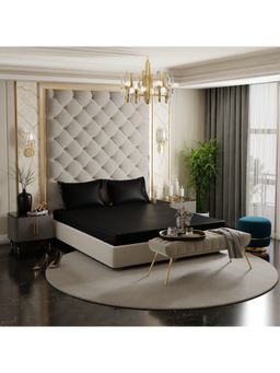 Stoa Paris - Black Satin Fitted Sheet with 2 Pillow Covers