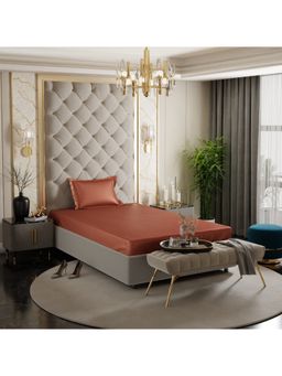 Stoa Paris - Melted Caramel Satin Single Fitted Sheet with 1 Pillow Cover