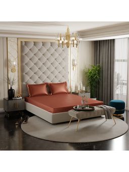 Stoa Paris - Melted Caramel Satin Fitted Sheet with 2 Pillow Covers