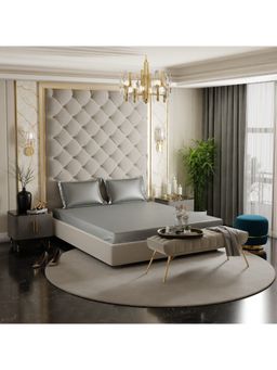 Stoa Paris - Grey Satin Fitted Sheet with 2 Pillow Covers