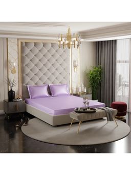 Stoa Paris - Lavender Satin Fitted Bedsheet with Pillow Covers