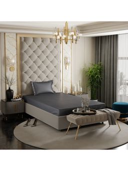 Stoa Paris - Grey Satin Single Fitted Sheet with 1 Pillow Cover