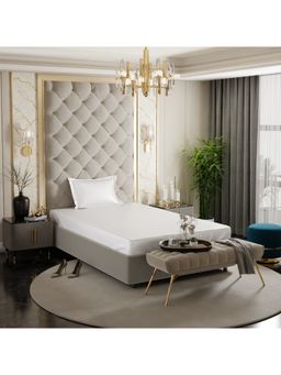 Stoa Paris - White Satin Single Fitted Sheet with 1 Pillow Cover