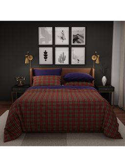 Stoa Paris - Geometric Red & Green King Comforter with 4 Pillow Covers