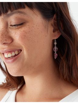 Accessorize London - Women's Purple 90S Flashback Triple Crystal Heart Earring