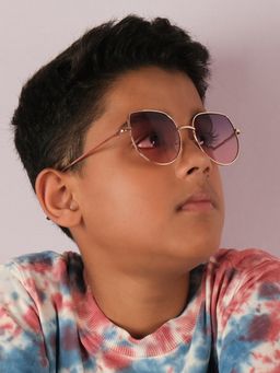 DukieKooky - Unisex Golden & Grey Uv Protected Oversized Sunglasses -DKSG541B (4-7 Years)