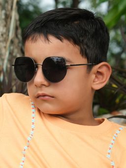 DukieKooky - Unisex Black & Black Uv Protected Oversized Sunglasses -DKSG541C (4-7 Years)