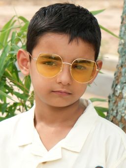 DukieKooky - Unisex Golden & Yellow Uv Protected Oversized Sunglasses -DKSG541D (4-7 Years)