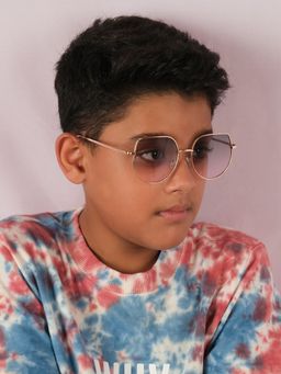 DukieKooky - Unisex Golden & Green Uv Protected Oversized Sunglasses -DKSG541G (4-7 Years)