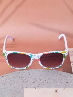 DukieKooky - Unisex White & Black Uv Protected Wayfarer Sunglasses -DKSG542E (4-7 Years)