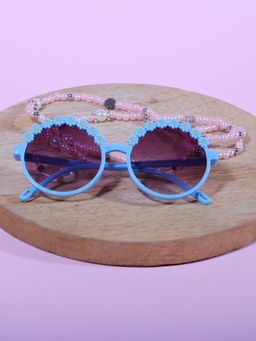 DukieKooky - Girl Blue & Black Uv Protected Round Sunglasses -DKSG543D (4-7 Years)