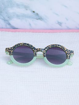 DukieKooky - Unisex Green & Black Uv Protected Round Sunglasses -DKSG544B (4-7 Years)