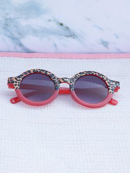 DukieKooky - Unisex Red & Black Uv Protected Round Sunglasses -DKSG544E (4-7 Years)