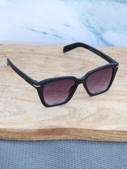 DukieKooky - Unisex Black & Black Uv Protected Square Sunglasses -DKSG548A (4-7 Years)