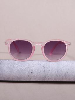 DukieKooky - Unisex Pink & Black Uv Protected Round Sunglasses -DKSG550B (4-7 Years)